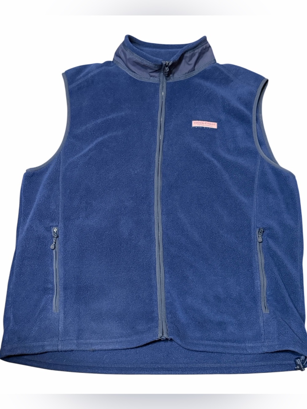 Vineyard Vines Men’s Full Zip Fleece Navy Blue Vest Size XL Sleeveless